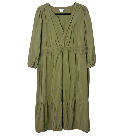 Ingrid & Isabel The Sweet Escape Maternity Midi Dress Olive Green Sz XL - Picture 2 of 8